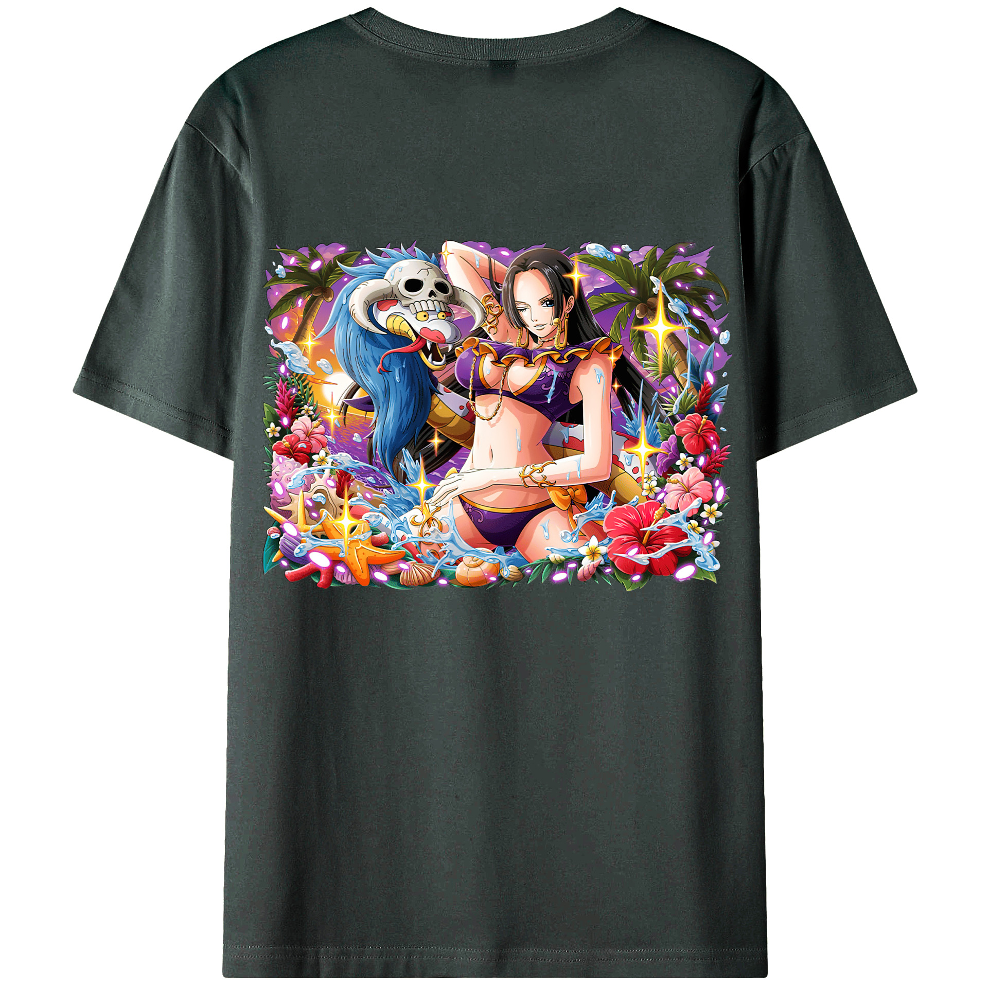 ワンピース ボア・ハンコック ONE PIECE Boa·Hancock 綿100％ メンズ半袖Tシャツ（バックプリント） 通気性